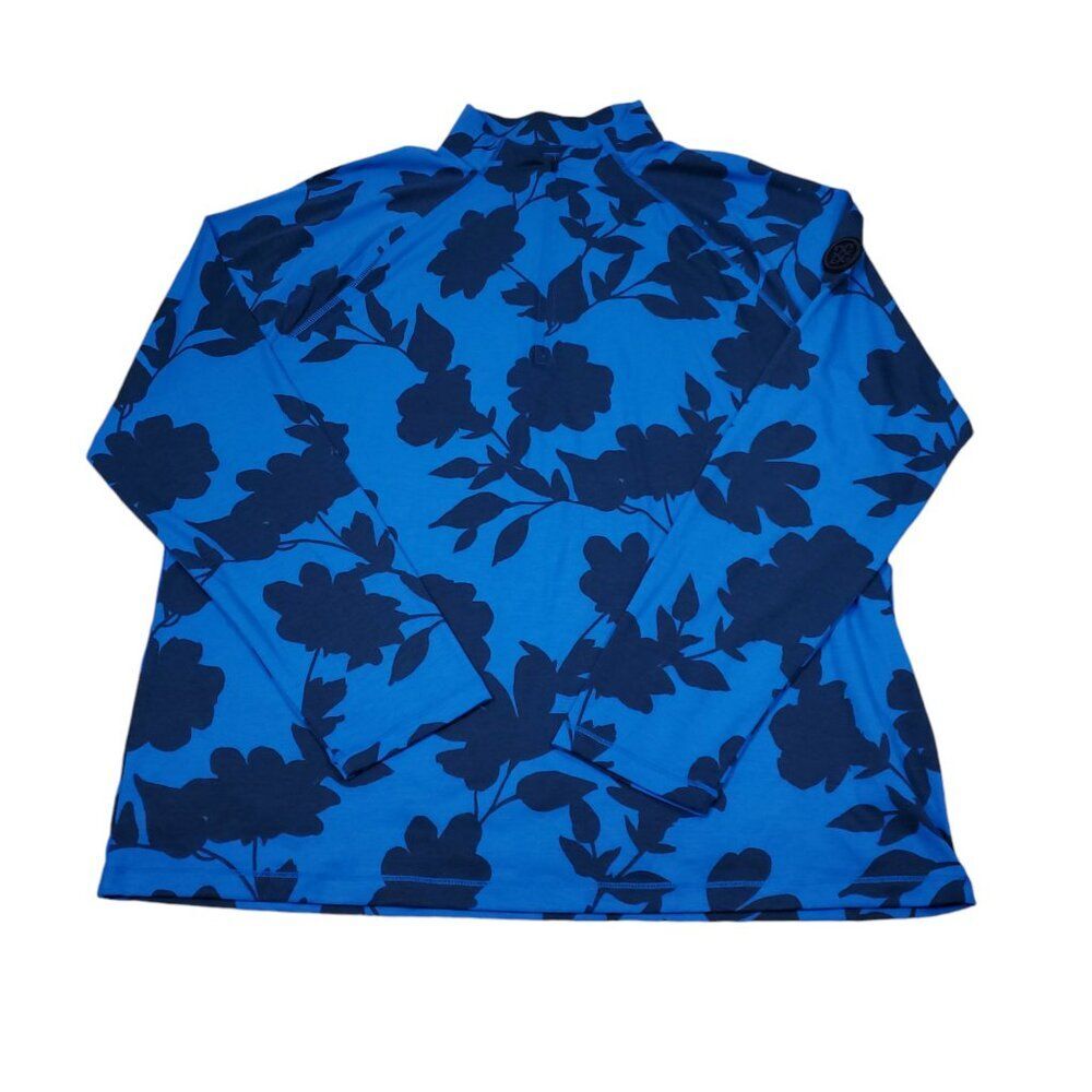G/FORE Men’s Tonal Floral Luxe Quarter Zip Golf Pullover Blue Mid Layer Size XL
